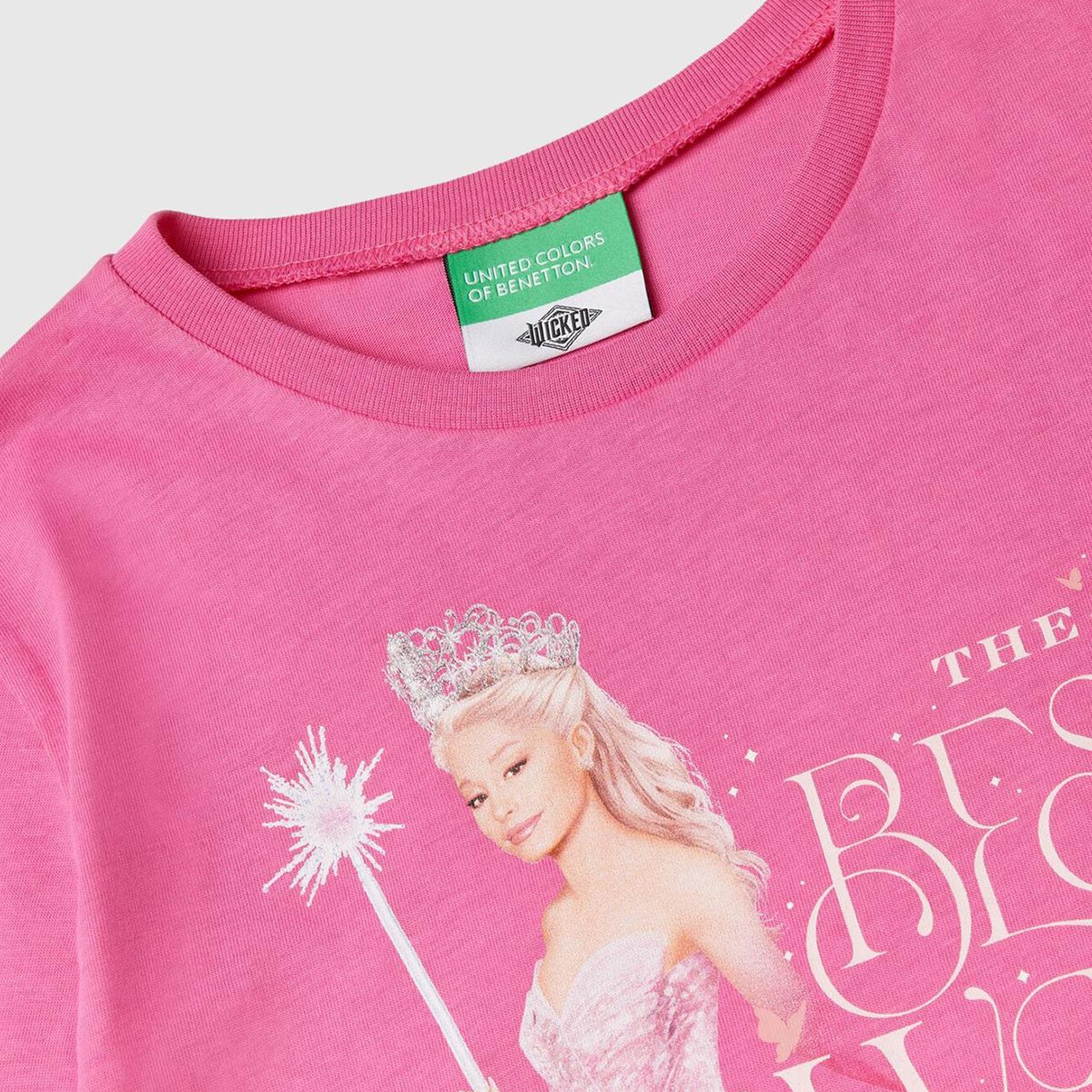 Kız Çocuk Pembe Etek Ucu Logolu Önü Çok Renkli Baskılı Uzun Kollu T-Shirt