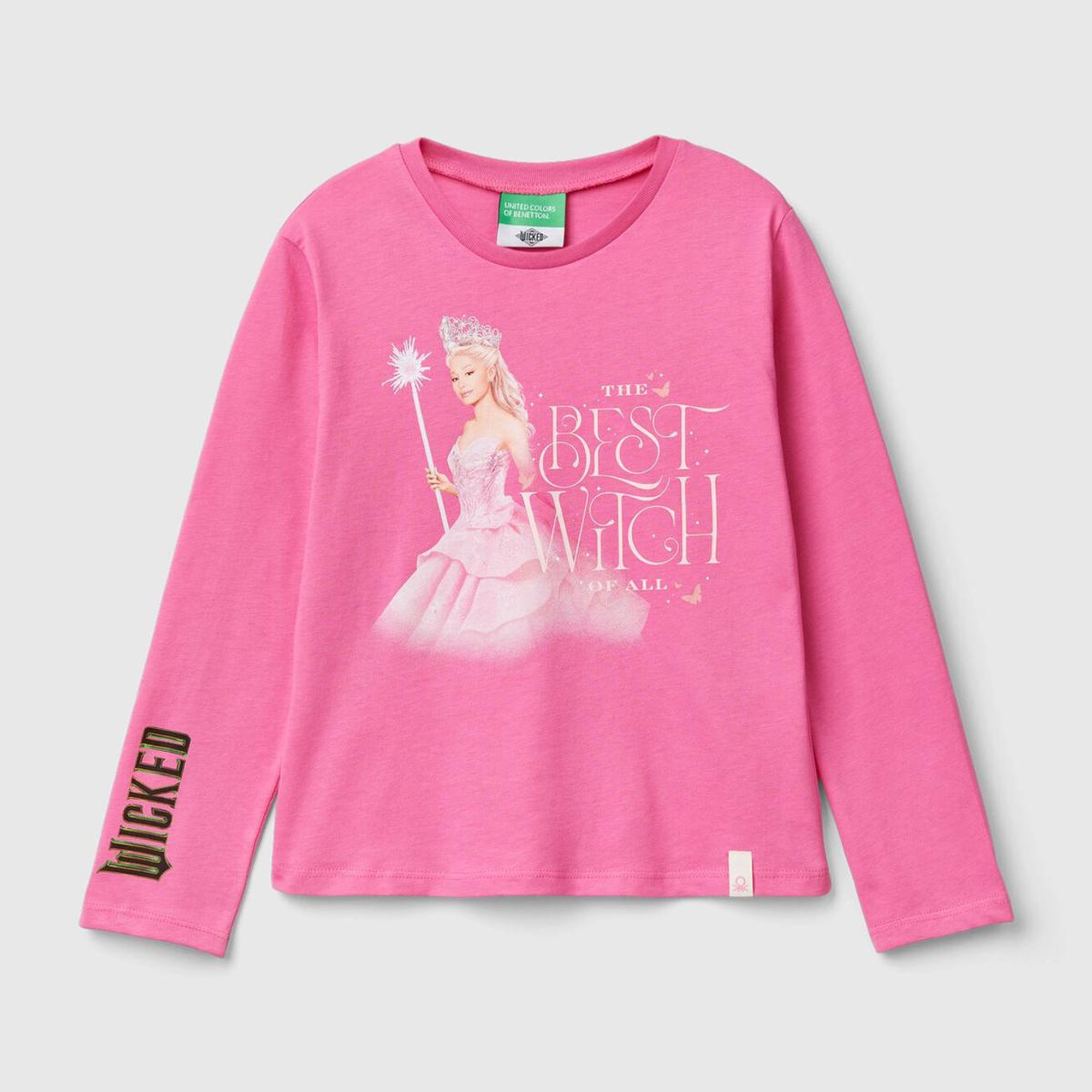 Kız Çocuk Pembe Etek Ucu Logolu Önü Çok Renkli Baskılı Uzun Kollu T-Shirt