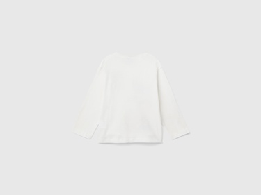  Erkek Çocuk Beyaz Etek Ucu Logo Etiketli Peanuts Baskılı Uzun Kollu T-Shirt