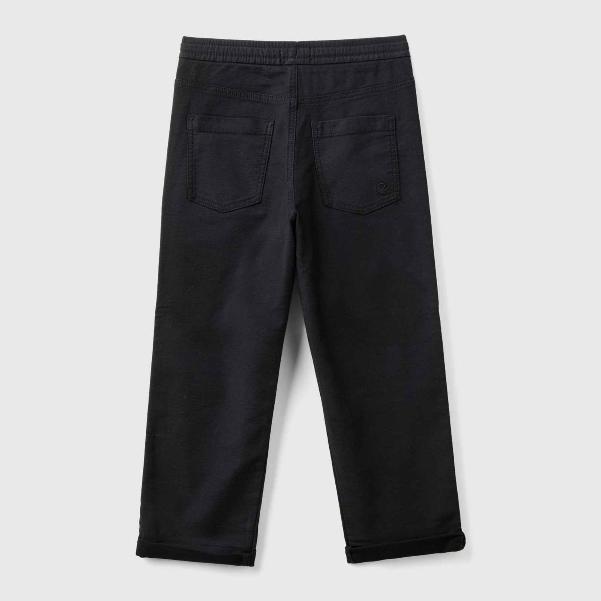 Erkek Çocuk Siyah Arka Cebi Logo İşlemeli Dört Cepli Jogger Pantolon