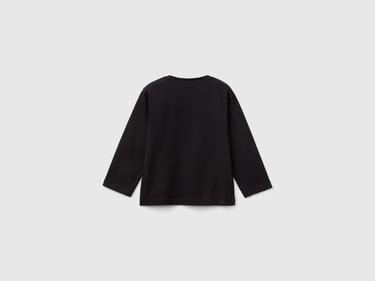  Erkek Çocuk Siyah Etek Ucu Logo Etiketli Peanuts Baskılı Uzun Kollu T-Shirt