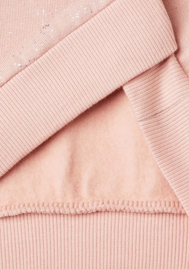  Kız Çocuk Pembe Tamamı Yıldız Tozu Baskılı Düşük Omuz Oversize Sweatshirt
