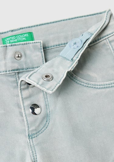  Kız Çocuk Denim Çıtçıt Düğme Kapamalı 5 Cepli Skinny Fit Denim Pantolon