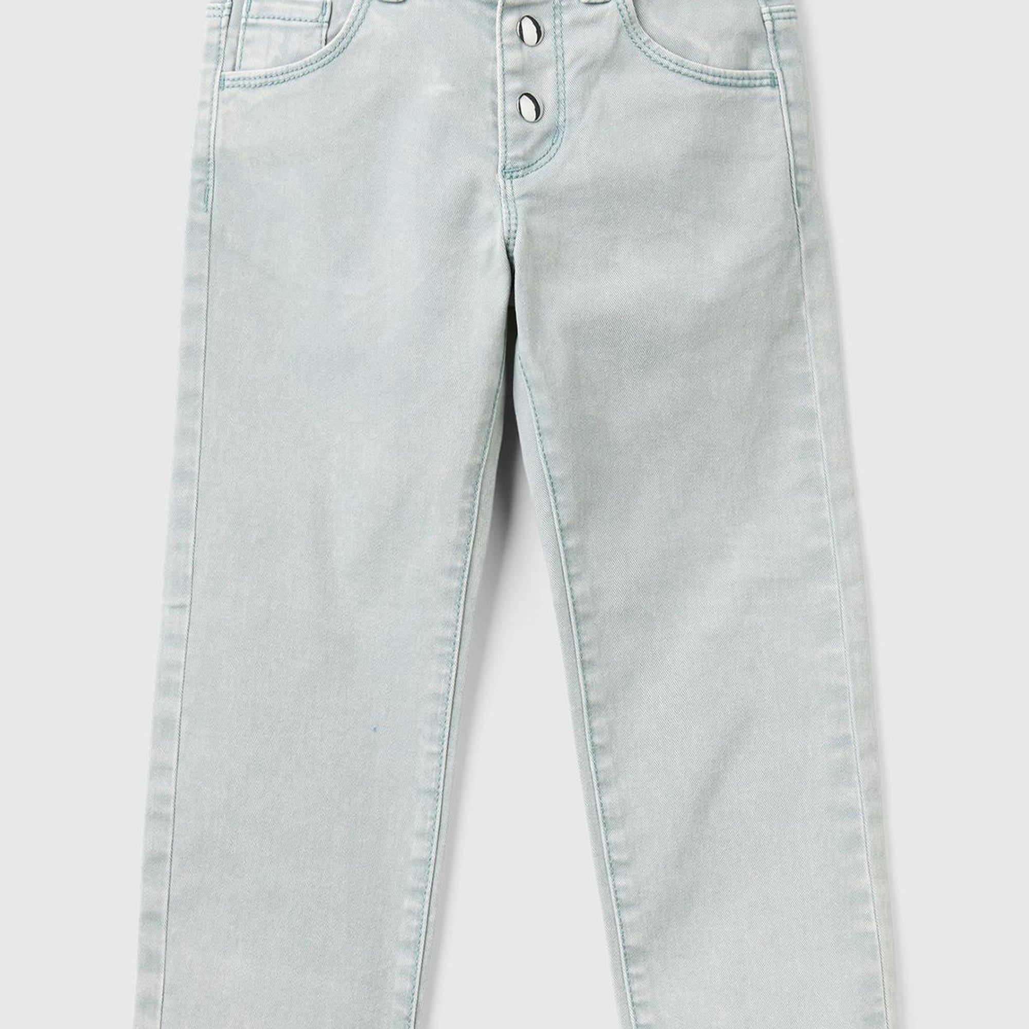 Kız Çocuk Denim Çıtçıt Düğme Kapamalı 5 Cepli Skinny Fit Denim Pantolon