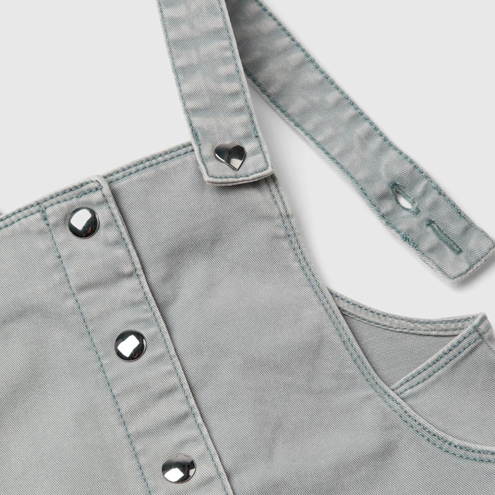 Kız Çocuk Denim Önü Düğmeli Askılı Salopet