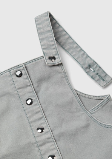  Kız Çocuk Denim Önü Düğmeli Askılı Salopet