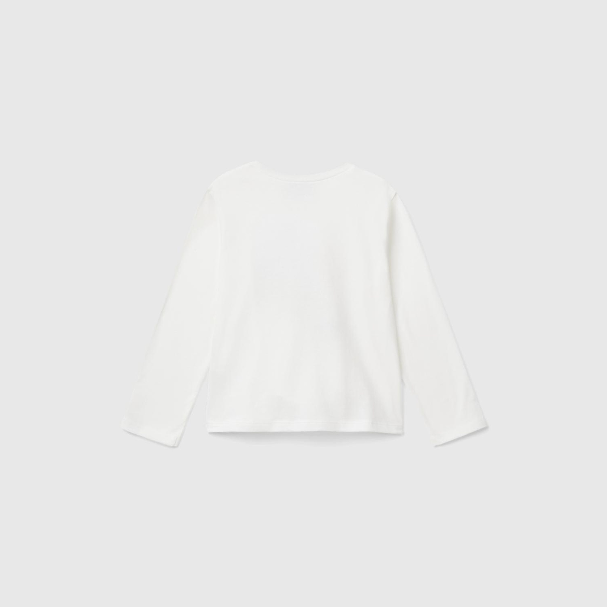 Kız Çocuk Beyaz Kol Ucu Logo Etiketli Peanuts Baskılı Uzun Kollu T-Shirt