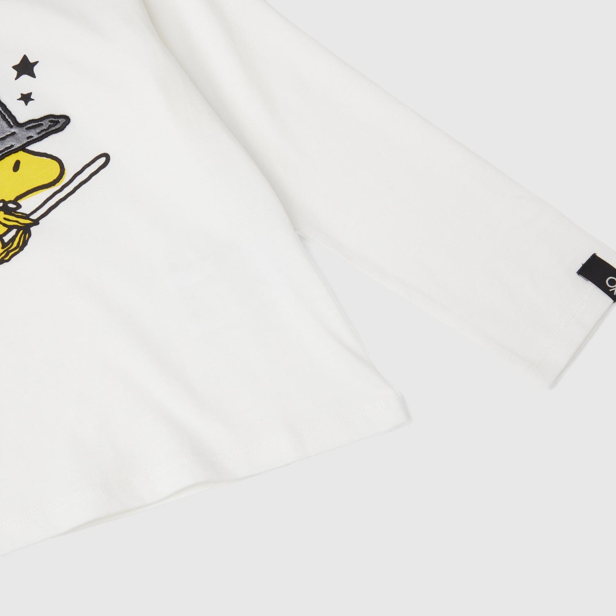 Kız Çocuk Beyaz Kol Ucu Logo Etiketli Peanuts Baskılı Uzun Kollu T-Shirt