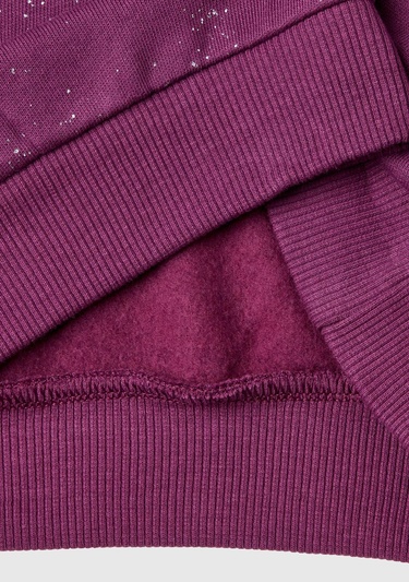  Kız Çocuk Mor Tamamı Yıldız Tozu Baskılı Düşük Omuz Oversize Sweatshirt