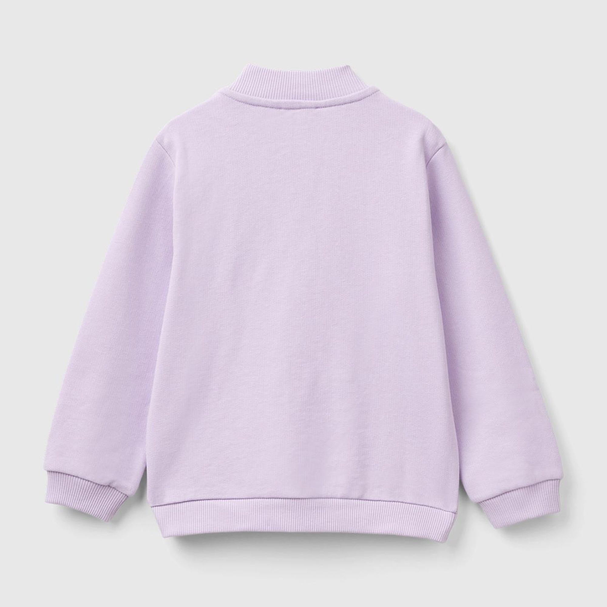 Kız Çocuk Lila %100 Pamuk Fermuarlı Logolu Sweatshirt