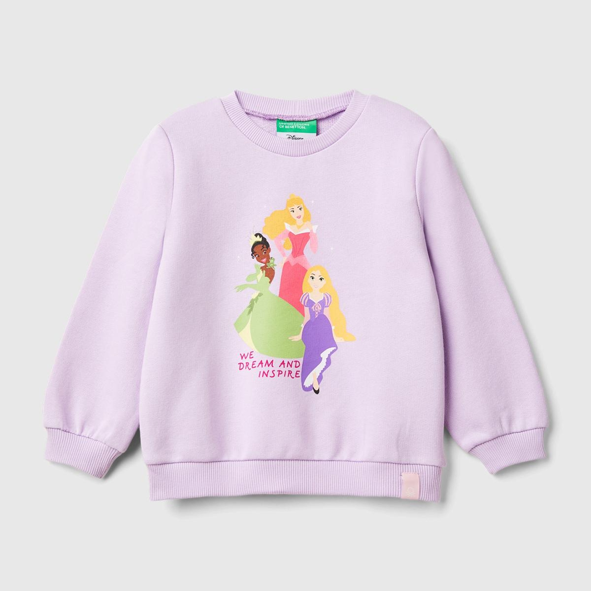 Kız Çocuk Lila Etek Ucu Logo Etiketli Prenses Baskılı Geniş Kesim Sweatshirt