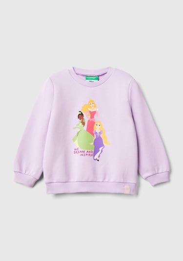  Kız Çocuk Lila Etek Ucu Logo Etiketli Prenses Baskılı Geniş Kesim Sweatshirt