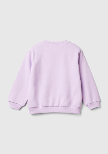  Kız Çocuk Lila Etek Ucu Logo Etiketli Prenses Baskılı Geniş Kesim Sweatshirt