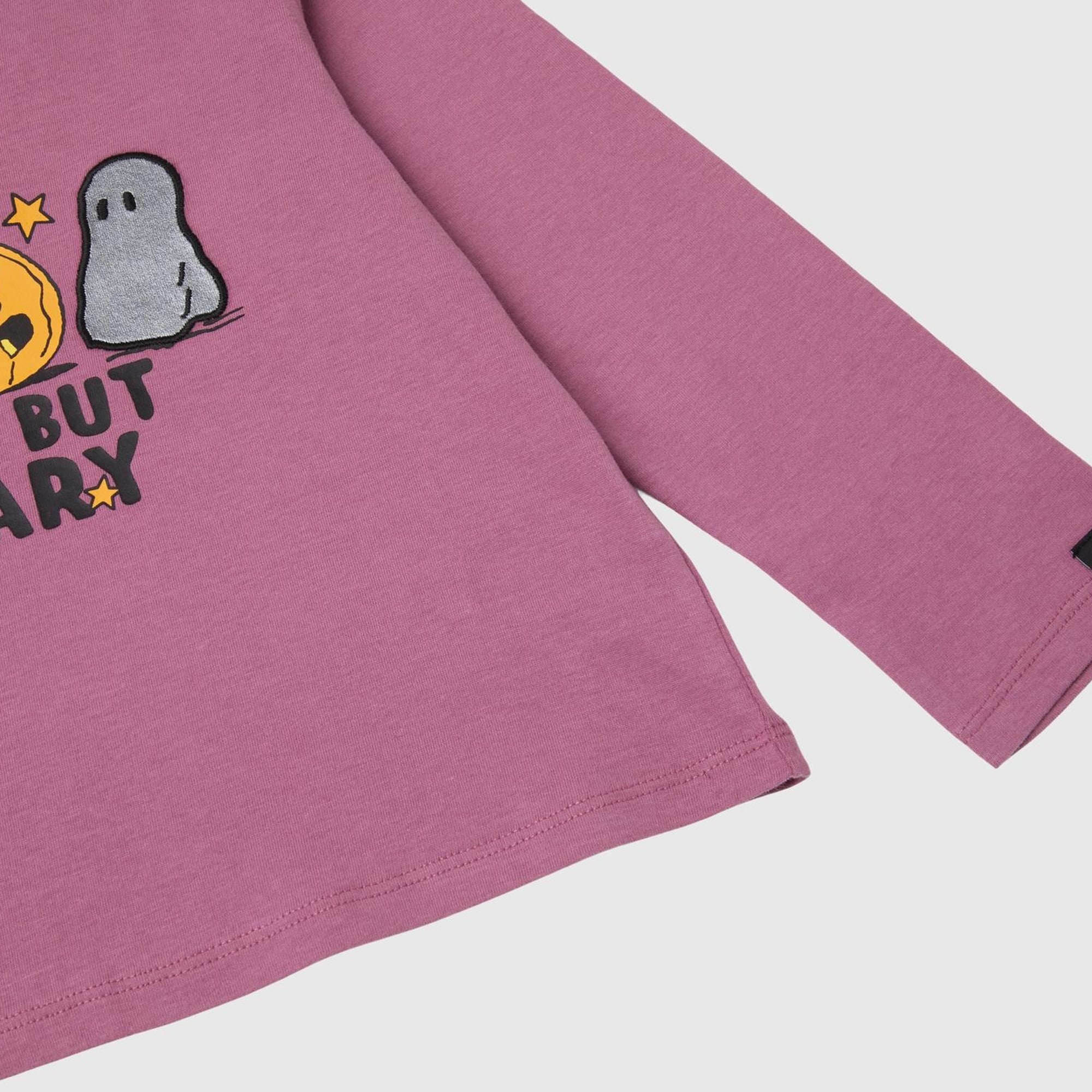 Kız Çocuk Gül Kurusu Kol Ucu Logo Etiketli Peanuts Baskılı Uzun Kollu T-Shirt