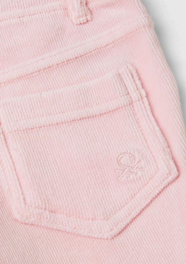  Kız Çocuk Açık Pembe Fitilli Kadife Tayt