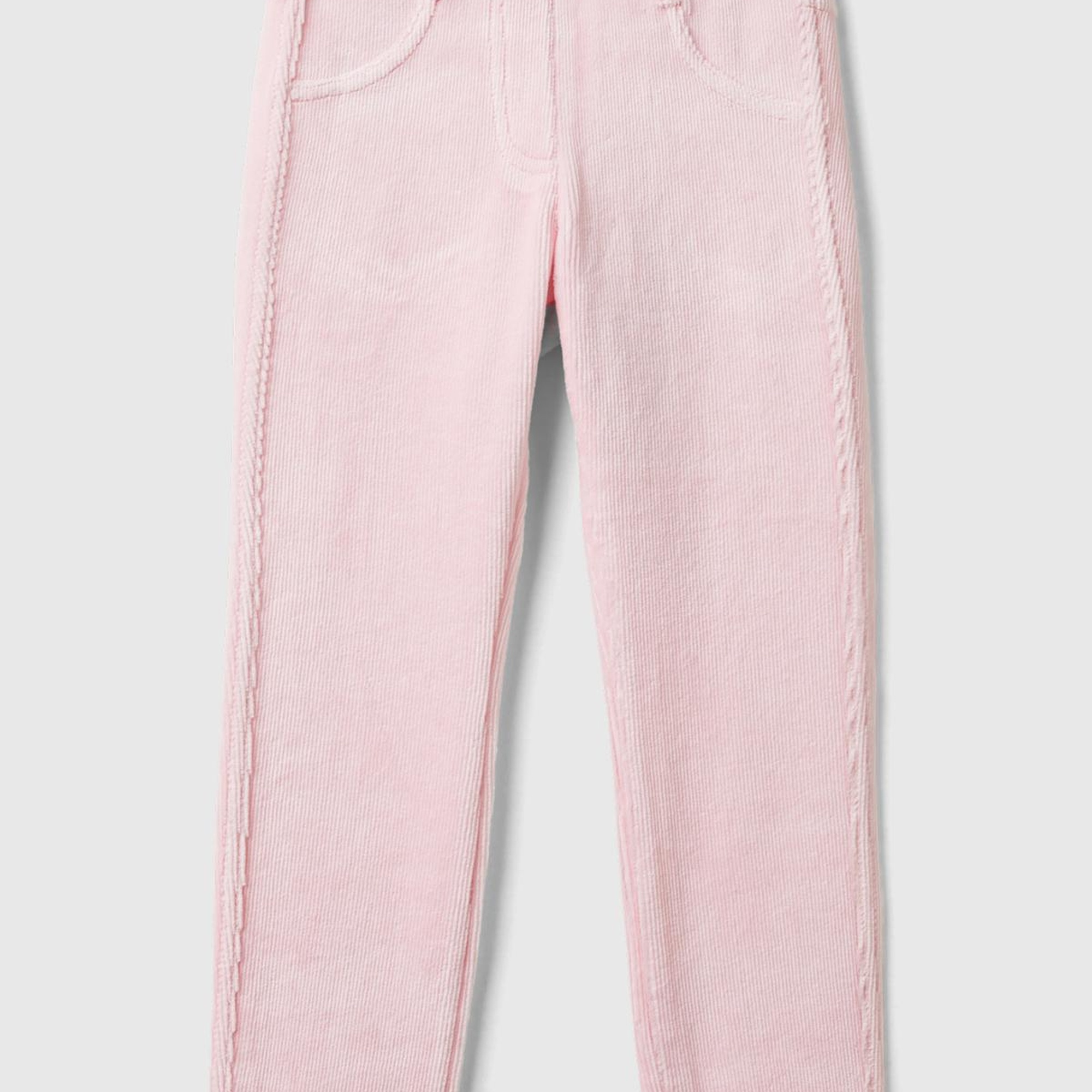 Kız Çocuk Açık Pembe Fitilli Kadife Tayt