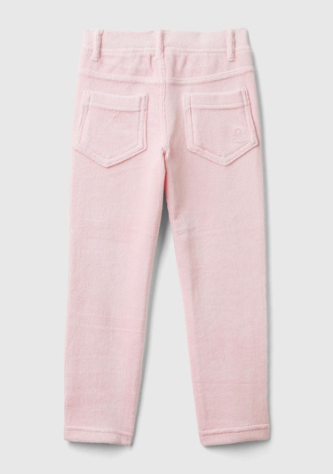  Kız Çocuk Açık Pembe Fitilli Kadife Tayt