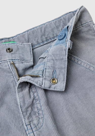  Erkek Çocuk Havacı Mavi Arka Cebi Logo İşlemeli 6 Cepli Oversize Pantolon