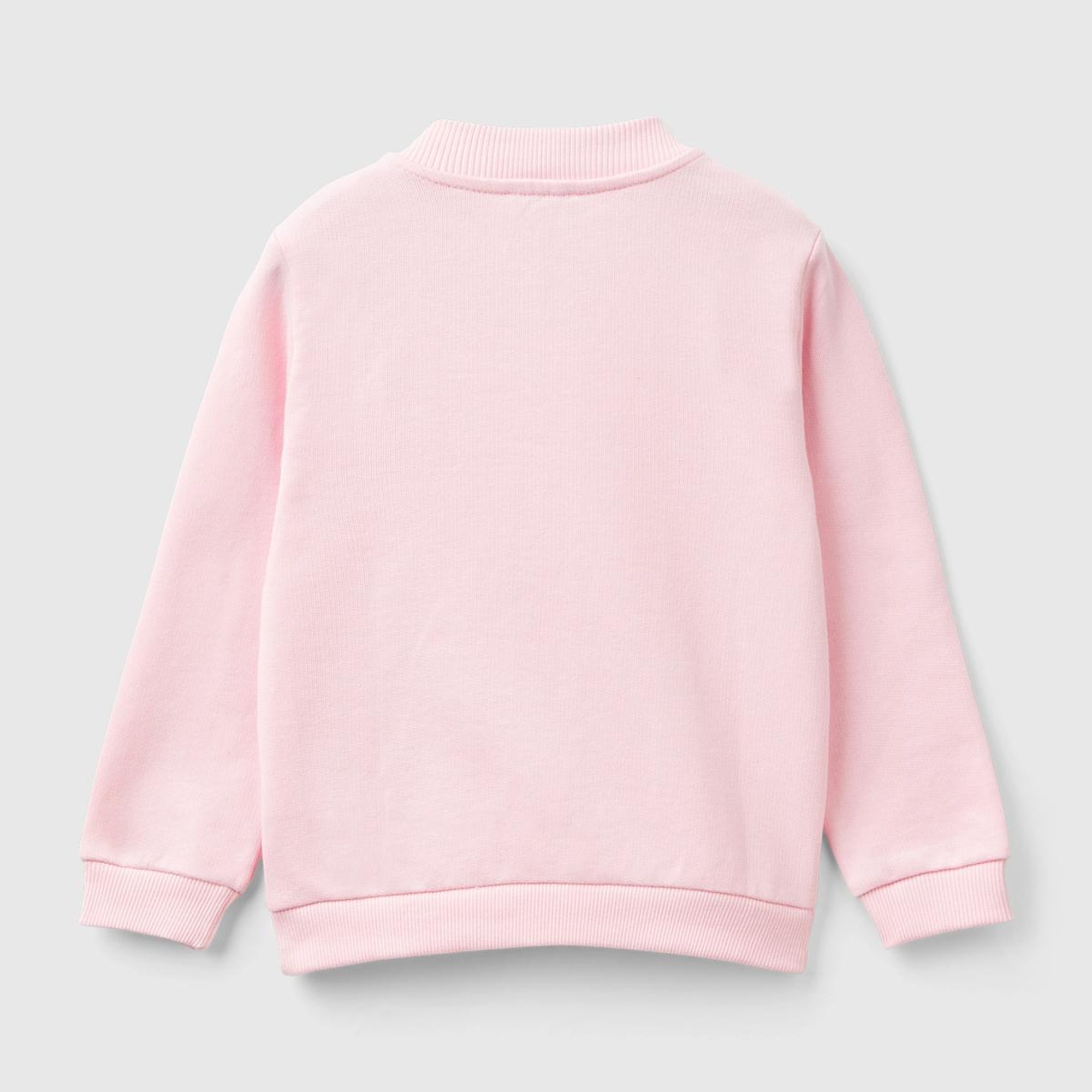 Kız Çocuk Açık Pembe %100 Pamuk Fermuarlı Logolu Sweatshirt