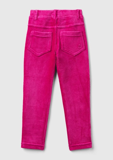  Kız Çocuk Fuşya Fitilli Kadife Tayt