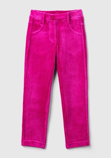  Kız Çocuk Fuşya Fitilli Kadife Tayt