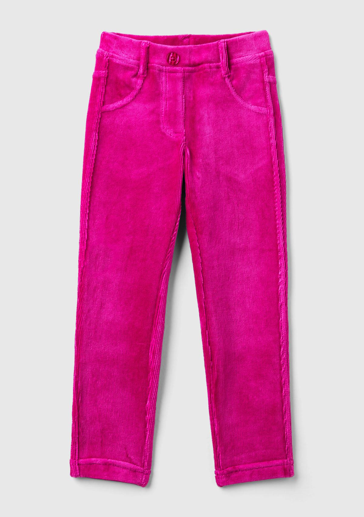  Kız Çocuk Fuşya Fitilli Kadife Tayt