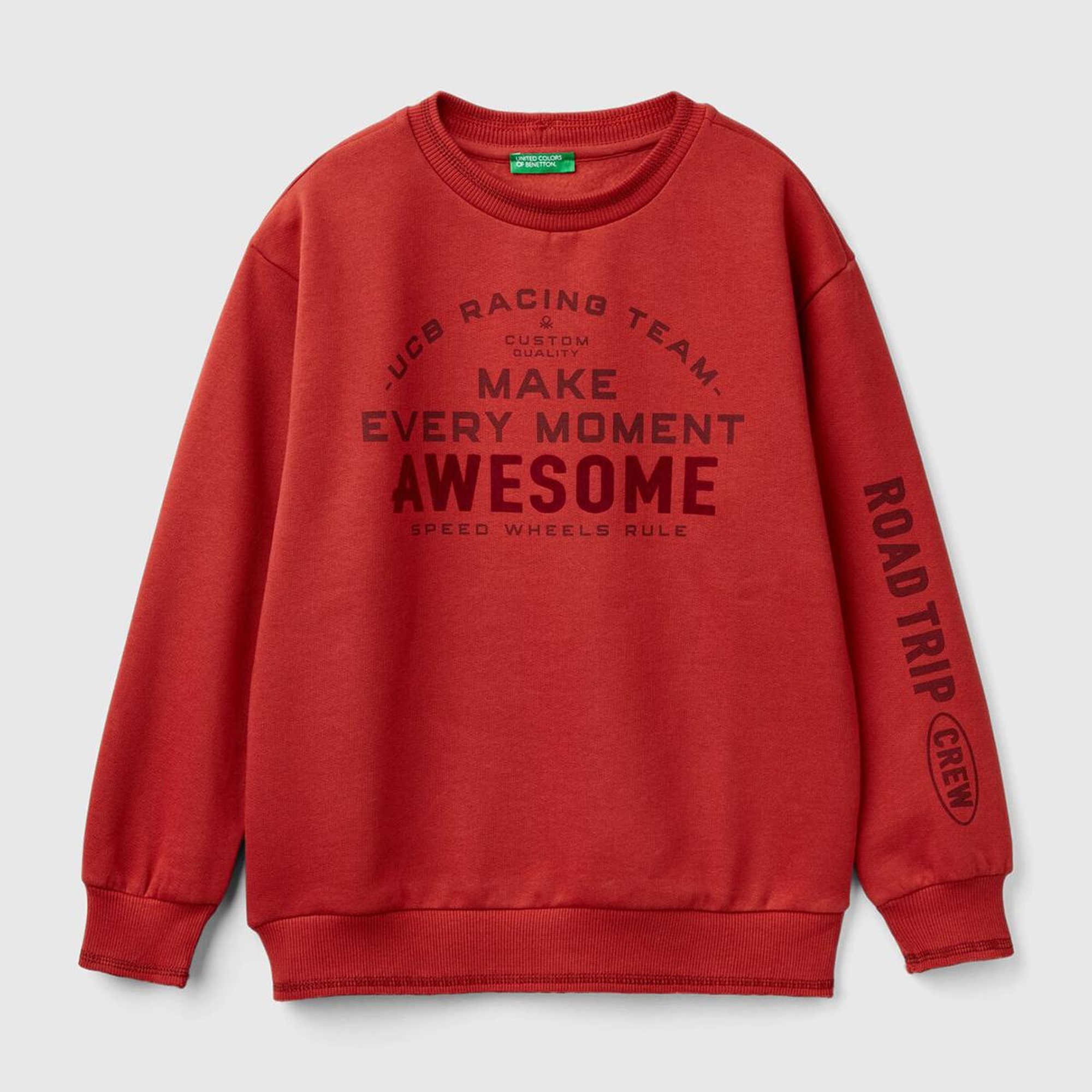 Erkek Çocuk Tarçın Önü ve Sol Kolu Baskılı Bisiklet Yaka Sweatshirt