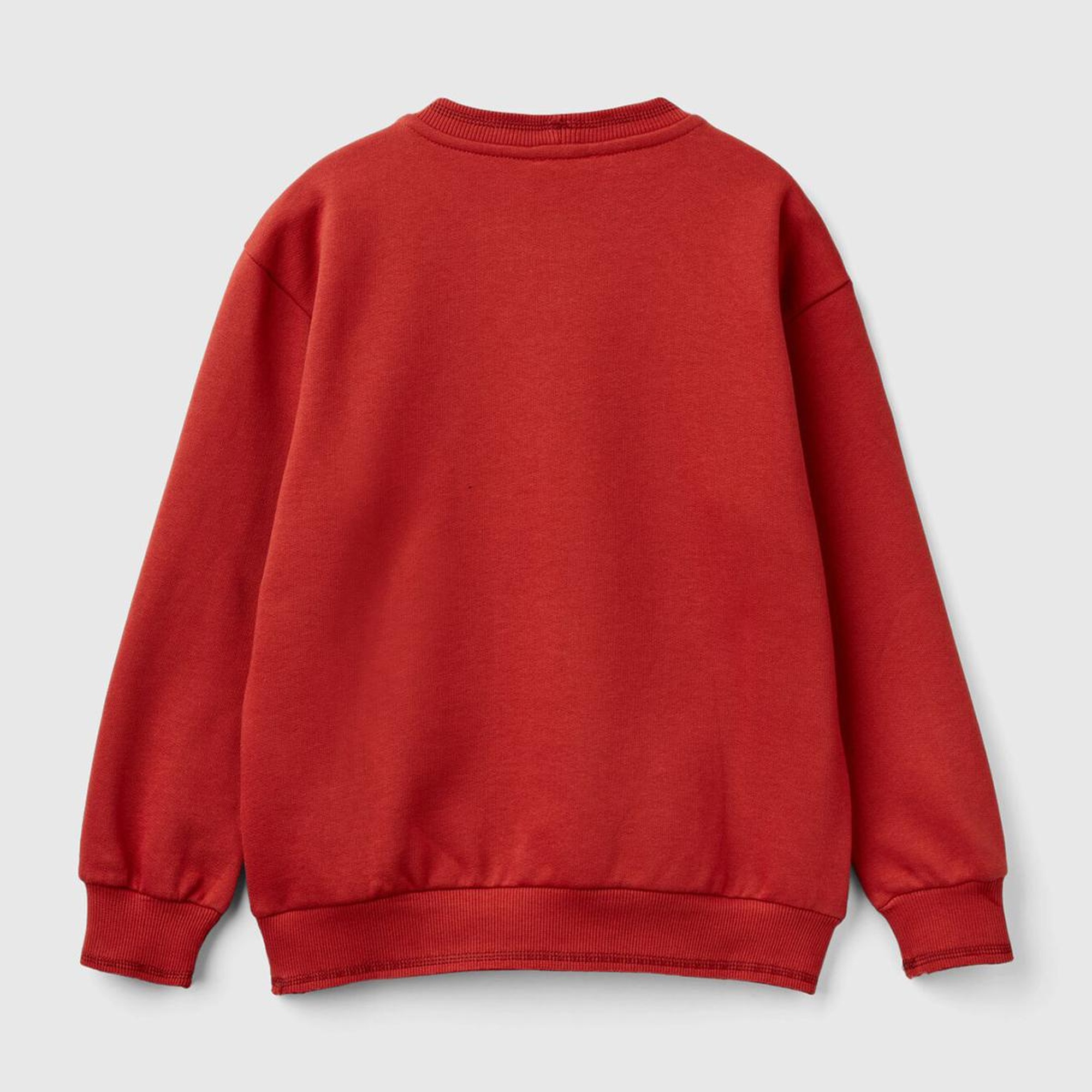 Erkek Çocuk Tarçın Önü ve Sol Kolu Baskılı Bisiklet Yaka Sweatshirt