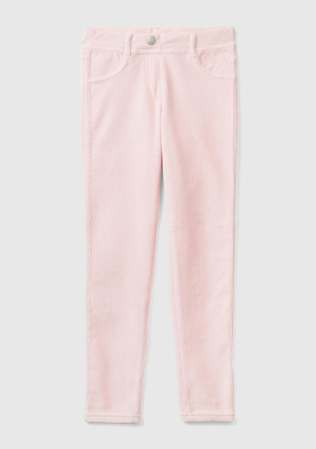  Kız Çocuk Açık Pembe Kadife Jegging