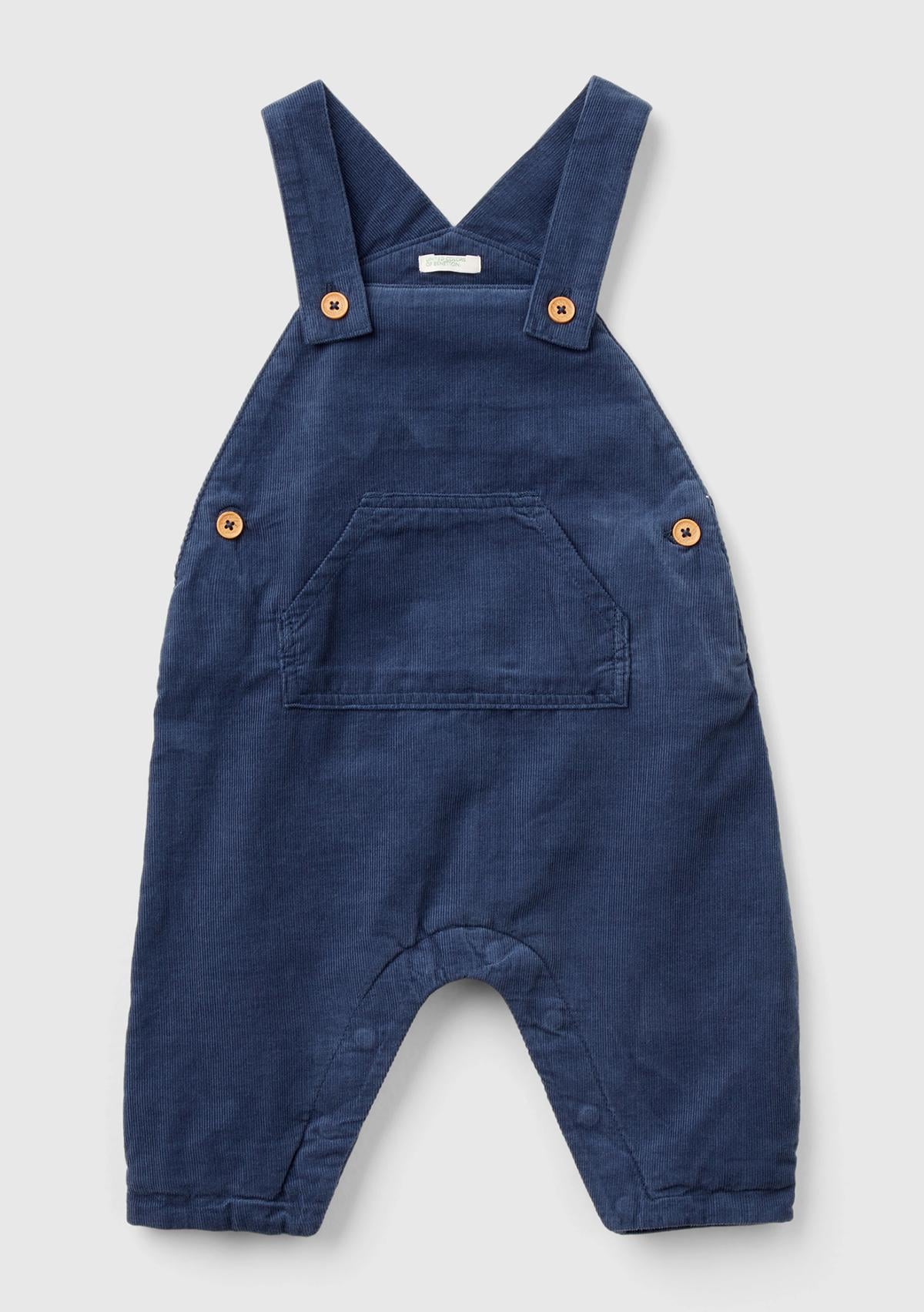  Bebek Lacivert Arkası Logo Etiketli Önü Kese Cepli Askılı Salopet