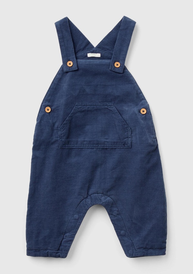  Bebek Lacivert Arkası Logo Etiketli Önü Kese Cepli Askılı Salopet