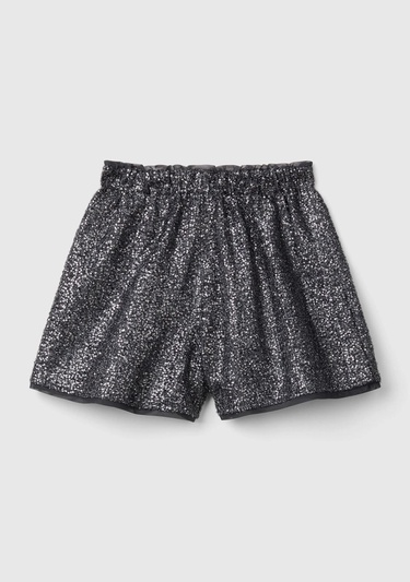  Kız Çocuk Siyah Tamamı Desenli Elastik Yüksek Belli Şort