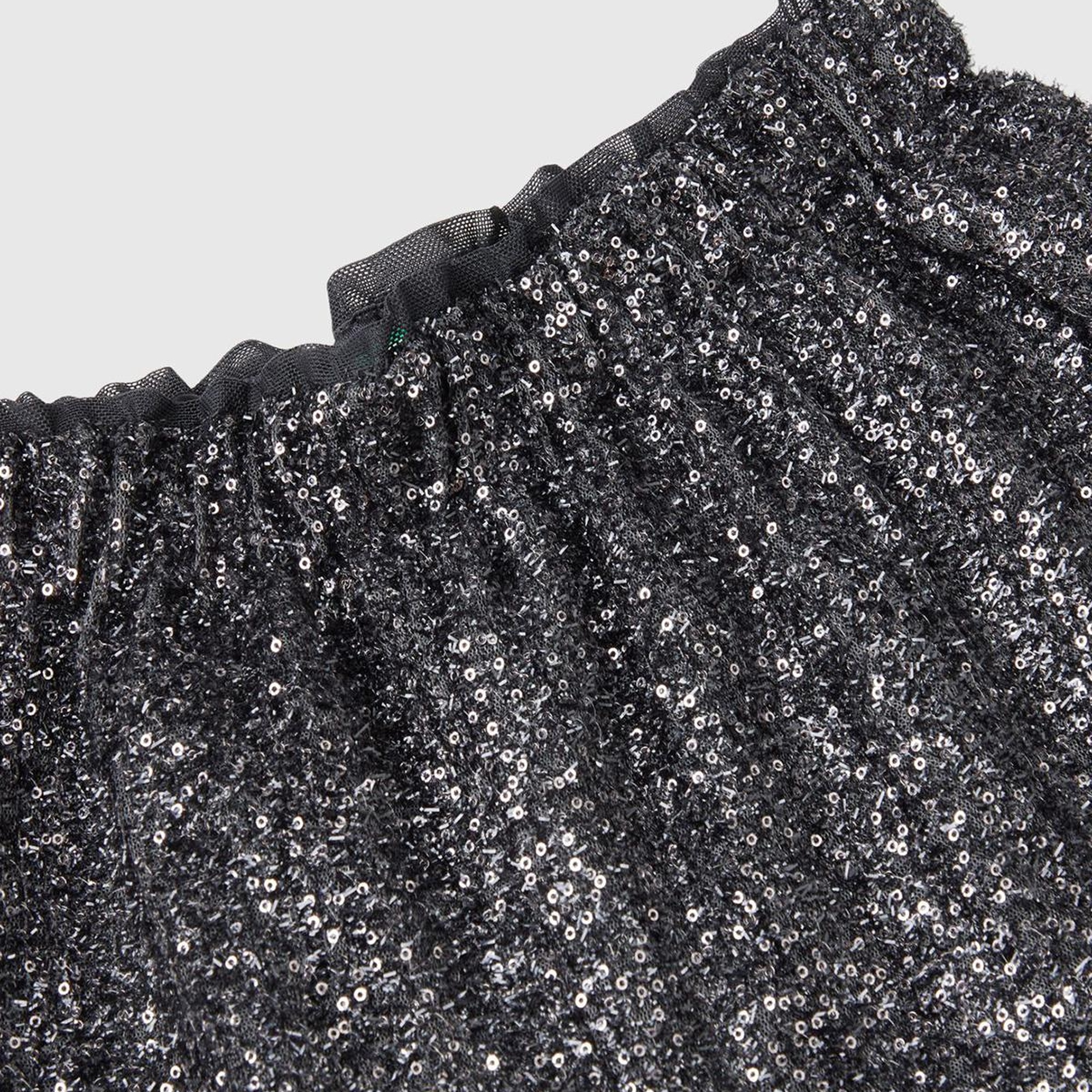 Kız Çocuk Siyah Tamamı Desenli Elastik Yüksek Belli Şort