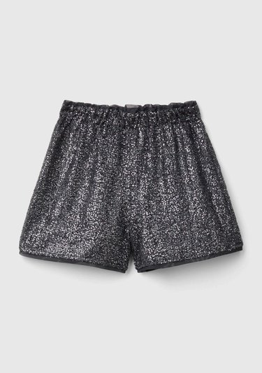  Kız Çocuk Siyah Tamamı Desenli Elastik Yüksek Belli Şort