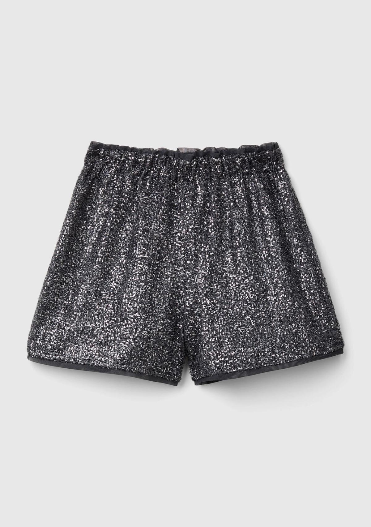  Kız Çocuk Siyah Tamamı Desenli Elastik Yüksek Belli Şort