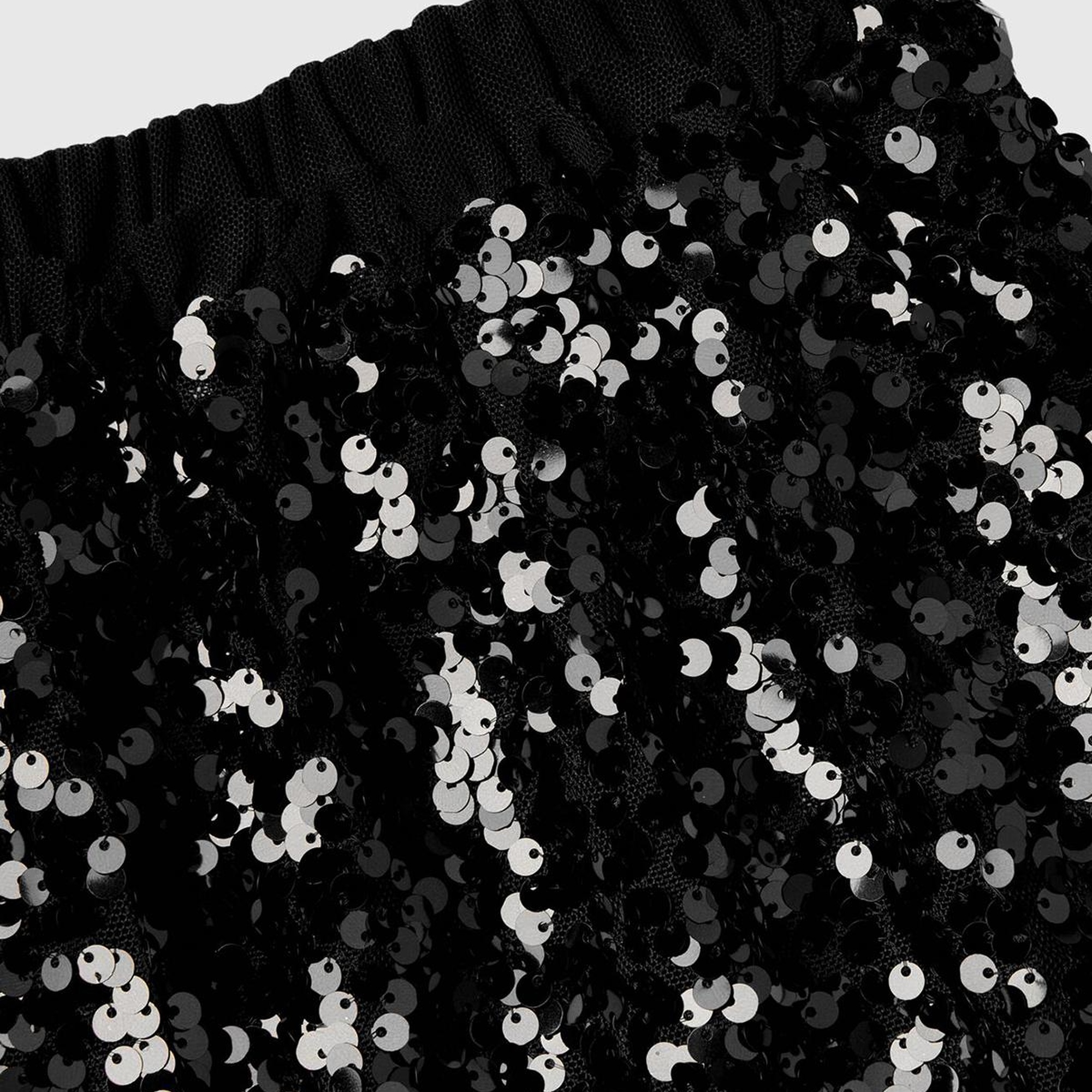 Kız Çocuk Siyah Tamamı Desenli Beli Lastikli Fırfır Detaylı Mini Etek