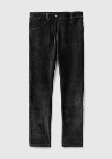  Kız Çocuk Siyah Kadife Jegging
