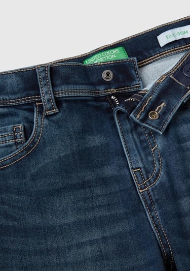  Erkek Çocuk Koyu Denim Denim Pantolon