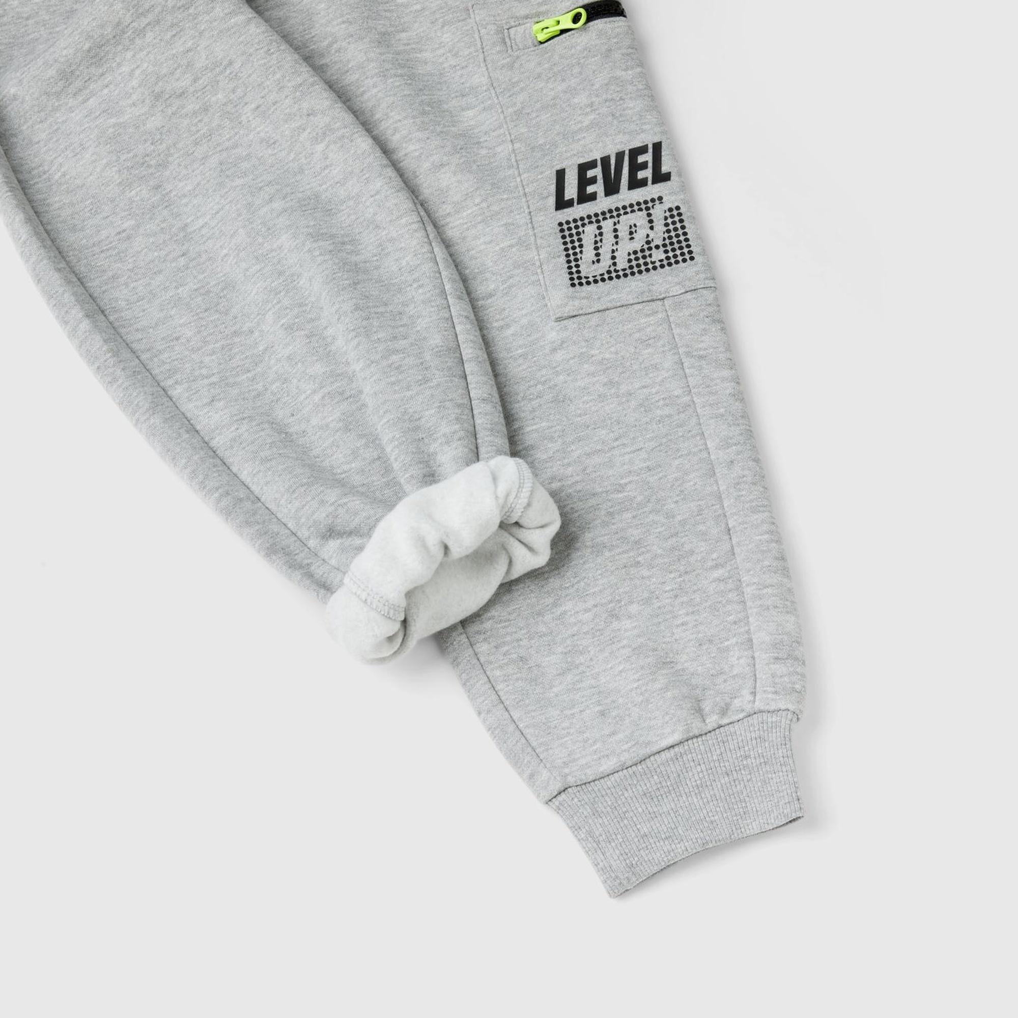 Erkek Çocuk Gri Melanj 3 Boyutlu Baskılı Sol Yanı Cepli Beli Lastikli Eşofman Altı