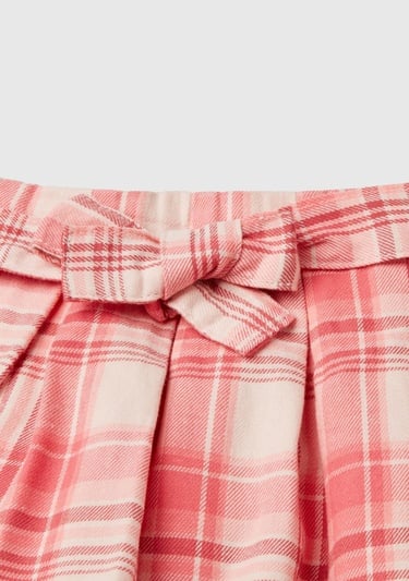  Kız Çocuk Pembe Mix Beli Fiyonk Detaylı Pileli Kareli Etek