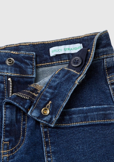  Erkek Çocuk Denim Cep Detaylı Logolu Kıvrık Paça Denim Pantolon