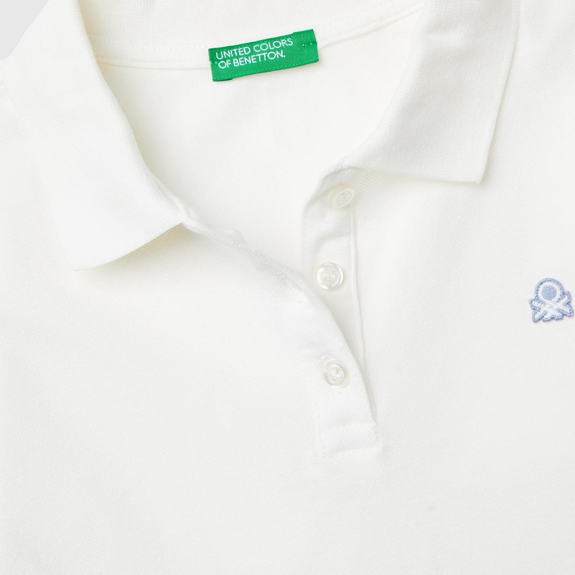 Kız Çocuk Beyaz Logo İşlemeli Polo T-Shirt