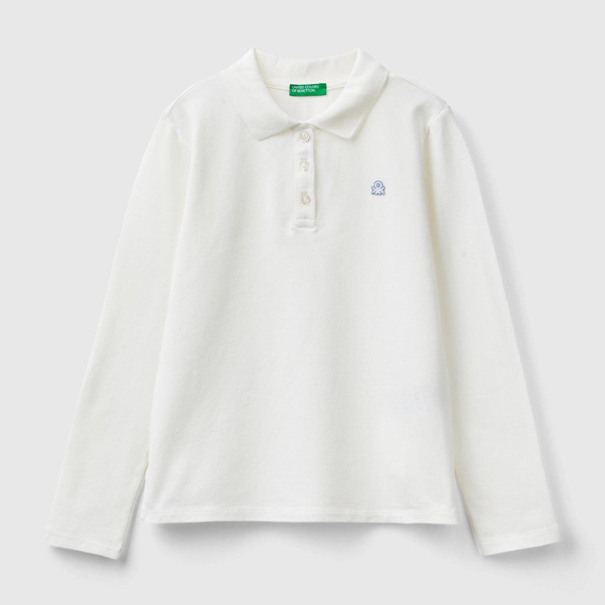 Kız Çocuk Beyaz Logo İşlemeli Polo T-Shirt