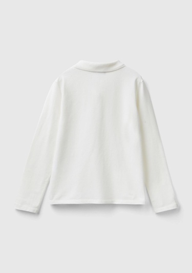  Kız Çocuk Beyaz Logo İşlemeli Polo T-Shirt