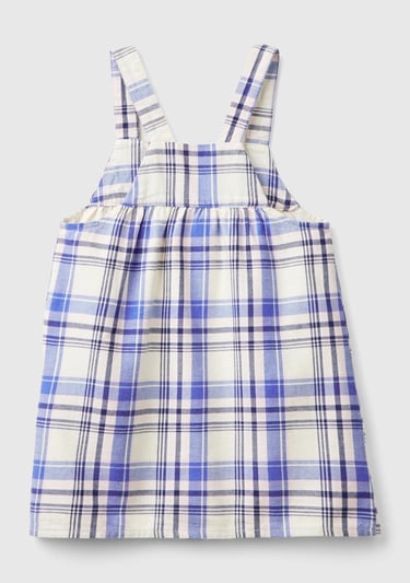  Kız Çocuk Lila Mix Önü Düğmeli Cep Detaylı Kareli Salopet