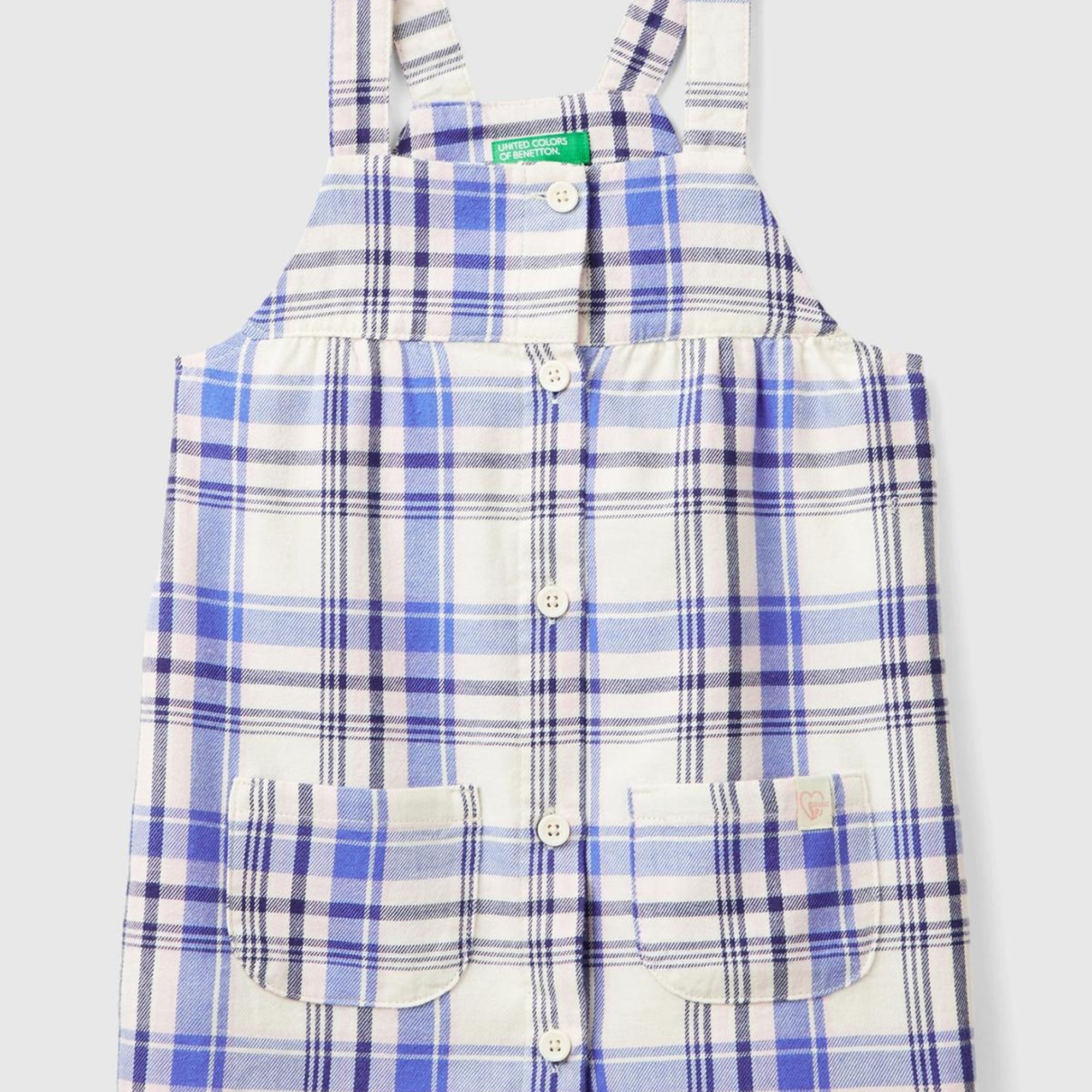 Kız Çocuk Lila Mix Önü Düğmeli Cep Detaylı Kareli Salopet