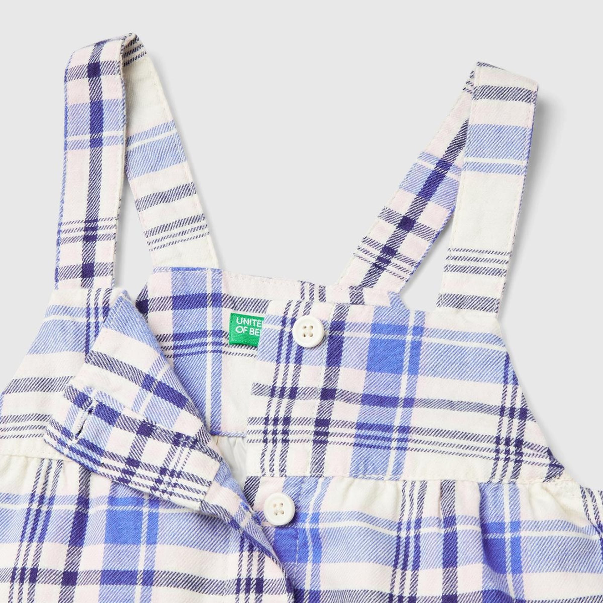 Kız Çocuk Lila Mix Önü Düğmeli Cep Detaylı Kareli Salopet