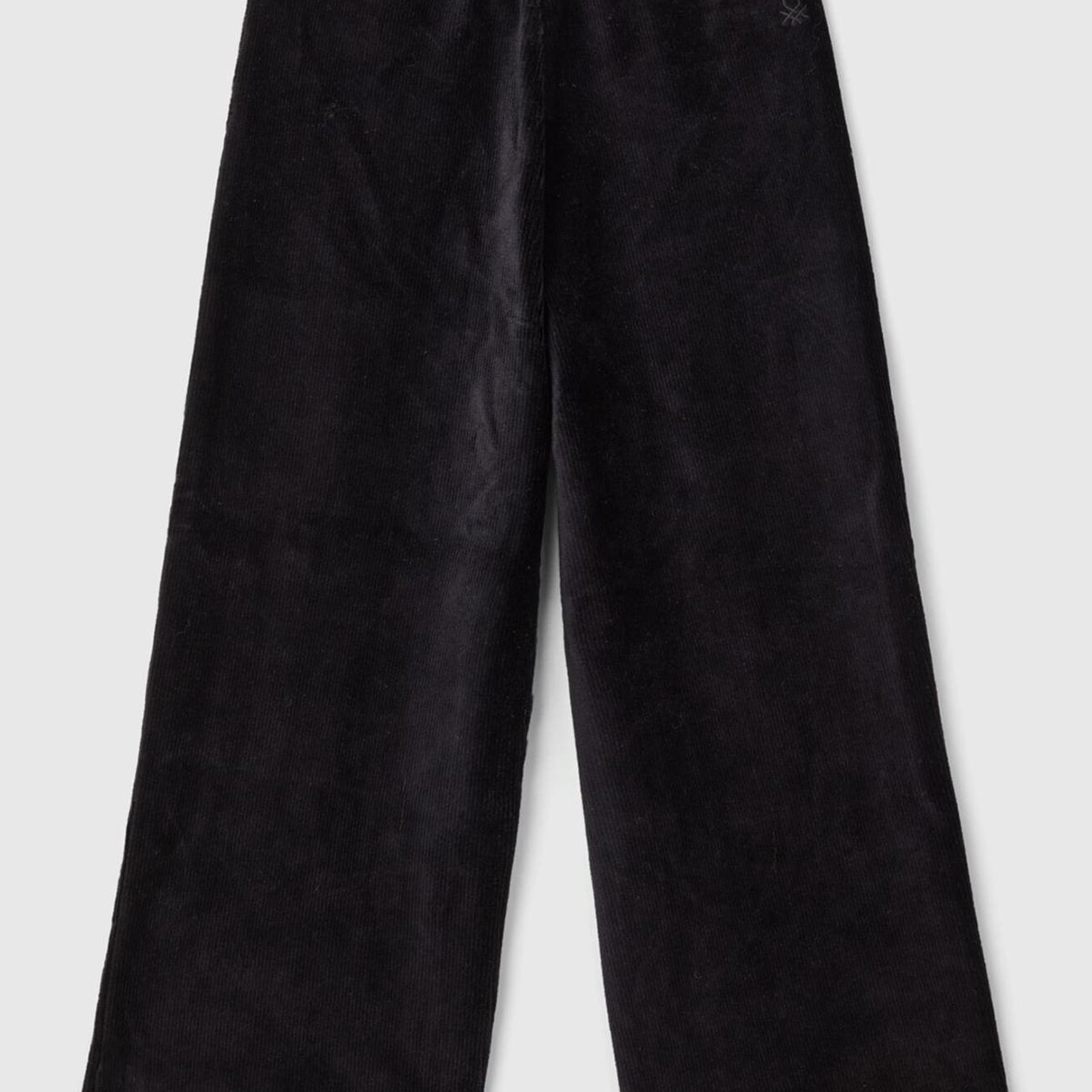 Kız Çocuk Siyah Arkası Logo İşlemeli Geniş Paça Pantolon