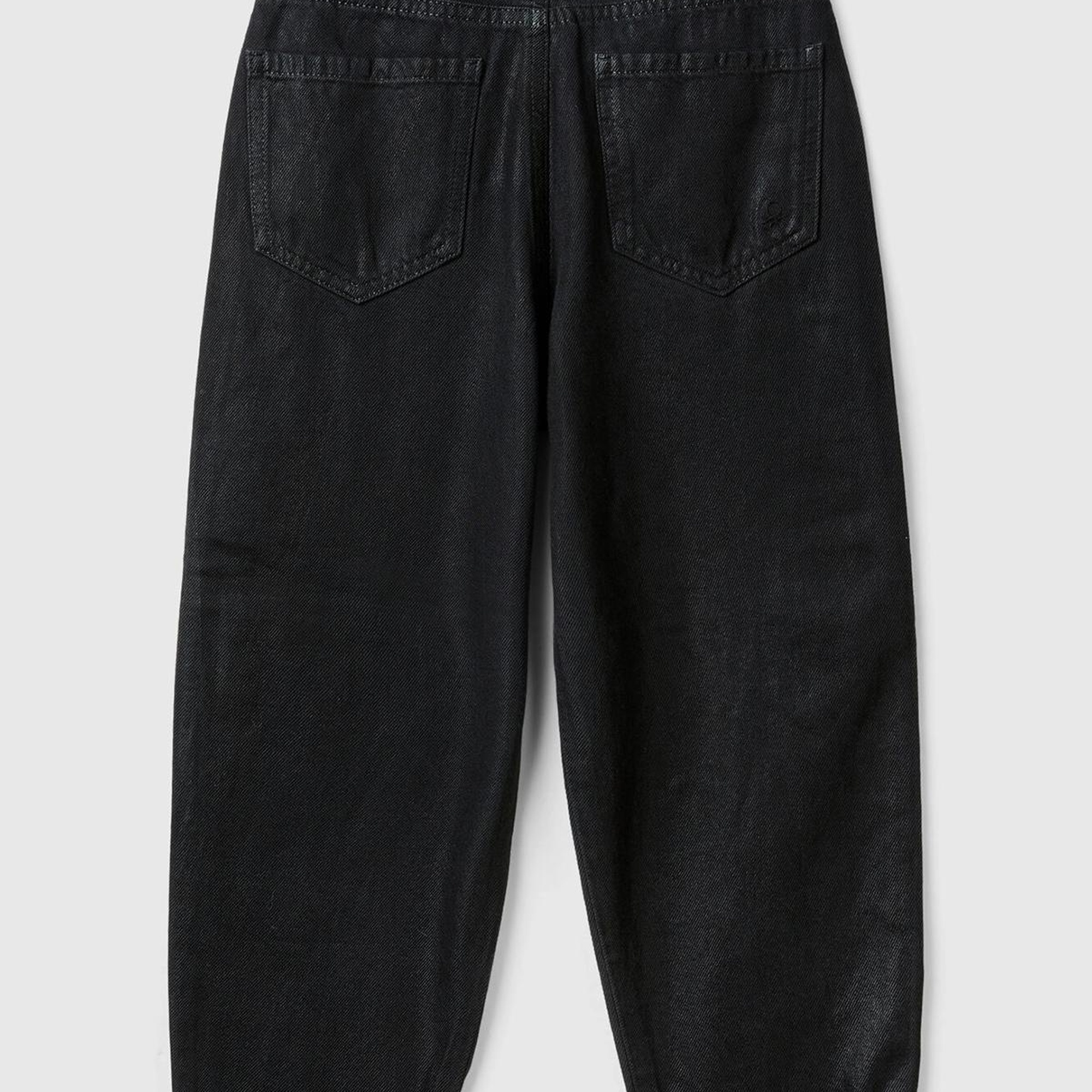 Kız Çocuk Siyah Arkası Logo Detaylı Kullanılmış Efektli Kıvrık Paça Pantolon