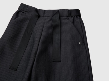  Kız Çocuk Antrasit Önü Logo Detaylı Beli Kuşaklı Palazzo Pantolon